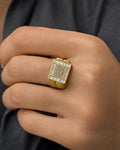 Male model wearing 14K MVP Diamond Baguette Ring