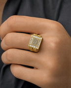 Male model wearing 14K MVP Diamond Baguette Ring