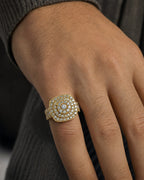 Male model wearing 14K Square Cake Diamond Baguette Ring