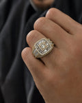 Male model wearing 14K Square Diamond Baguette Ring