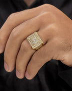 Male model wearing 14K Square Diamond Baguette Villa Ring