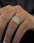 Male model wearing 14K Rectangle Baguette Ring 1.9ct