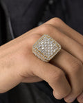 Male model wearing 14K Emerald-Cut Square Diamond Baguette Ring