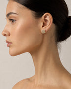 Female model wearing 14K Elite Square Diamond Earrings
