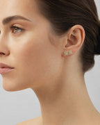 Female model wearing 14K Square Box Diamond Earrings Large