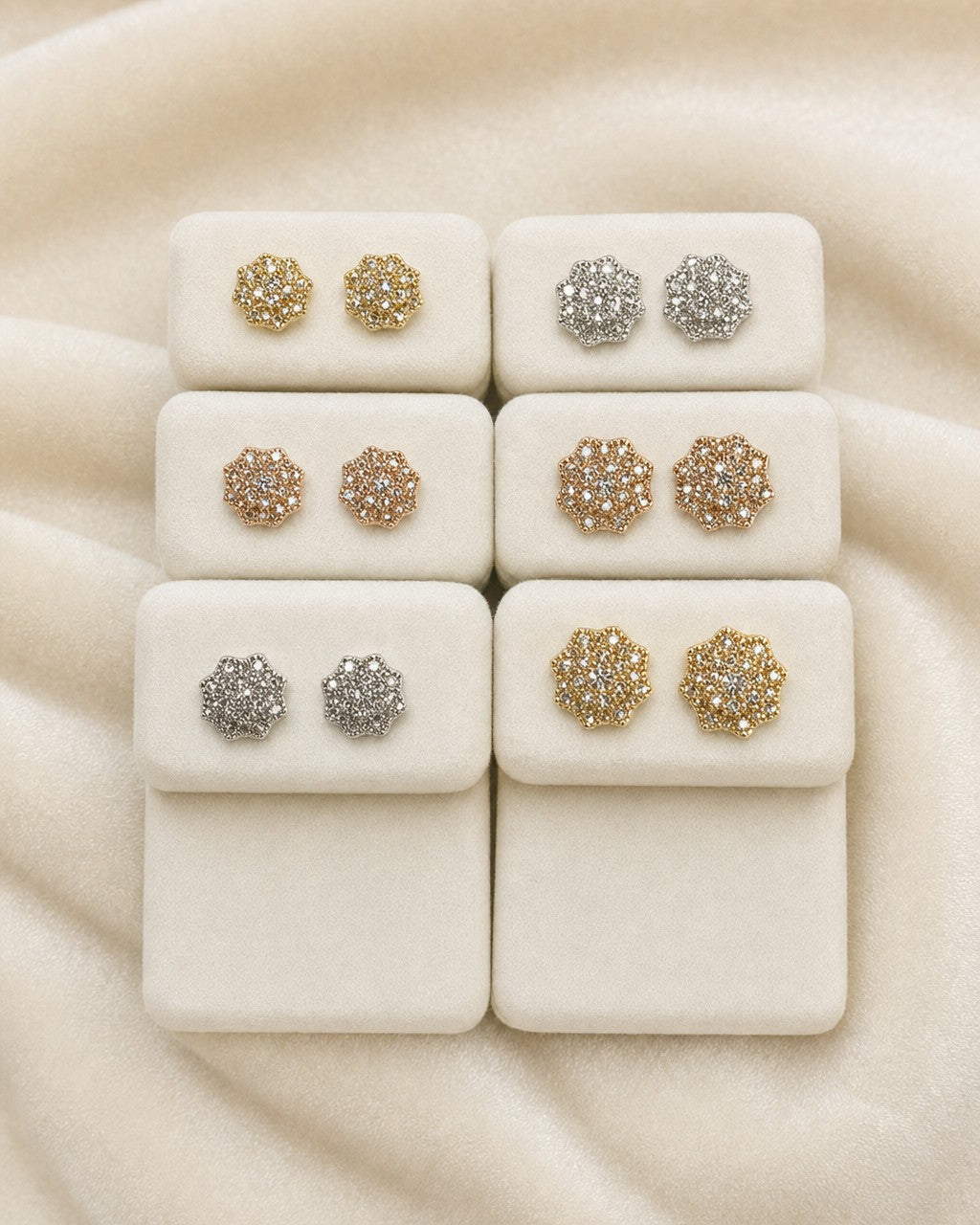 14K Octagon Diamond Earrings styled photo
