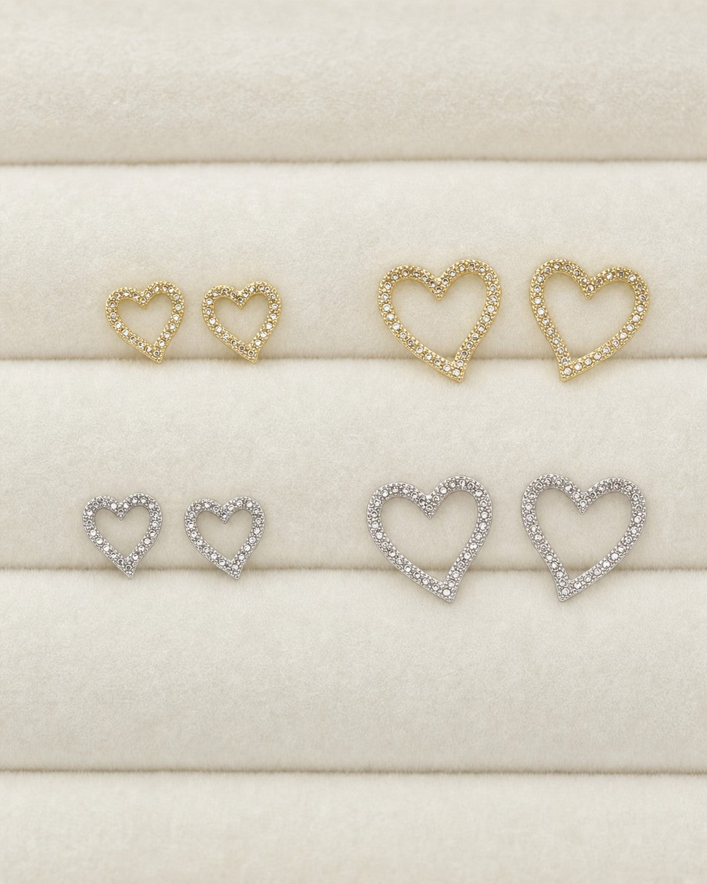 14K Open Heart Diamond Earrings styled photo
