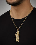 Male model wearing 14K Saint Jude Pendant