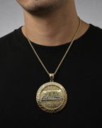 Male model wearing 10K Last Supper Pendant 2.6"