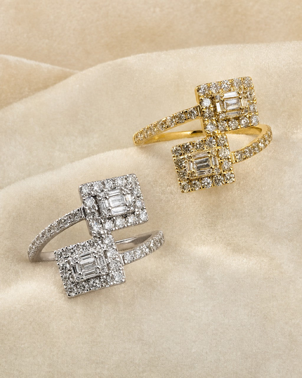 14K Square Bangle Diamond Engagement Ring styled photo