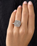 Female model wearing 14K Square Gap Diamond Engagement Ring