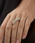 Female model wearing 14K Quintuple Flower Diamond Engagement Ring