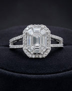 14K Rectangle Diamond Baguette Engagement Ring styled photo