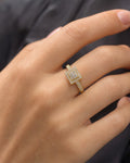 Female model wearing 14K 3D Square Diamond Engagement Ring