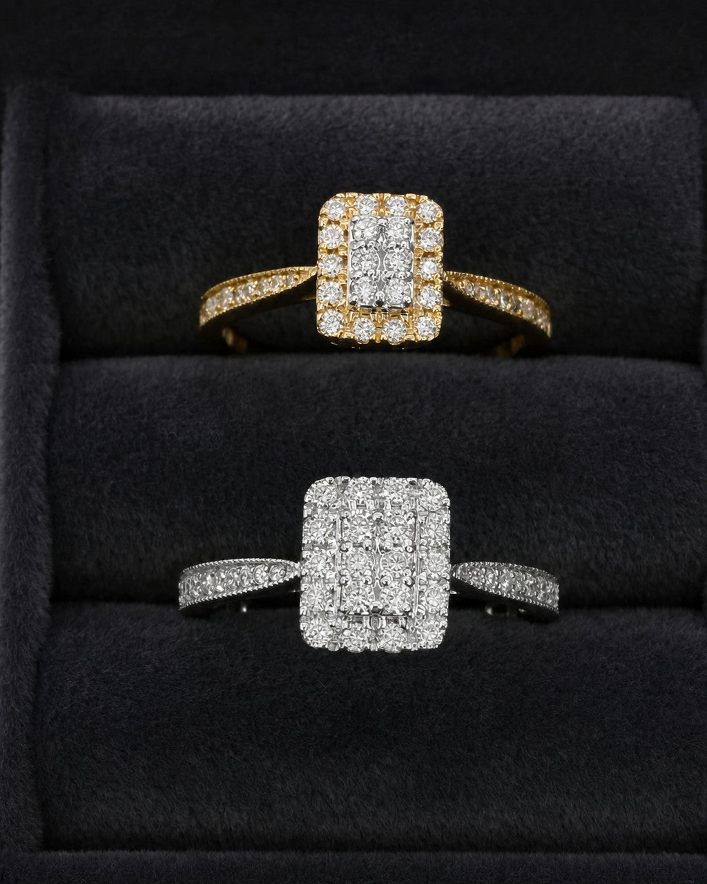 14K Rectangle Diamond Engagement Ring styled photo