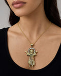 Female model wearing 14K Baby Jesus Pendant