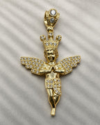 14K Baby Angel With Crown Pendant styled photo