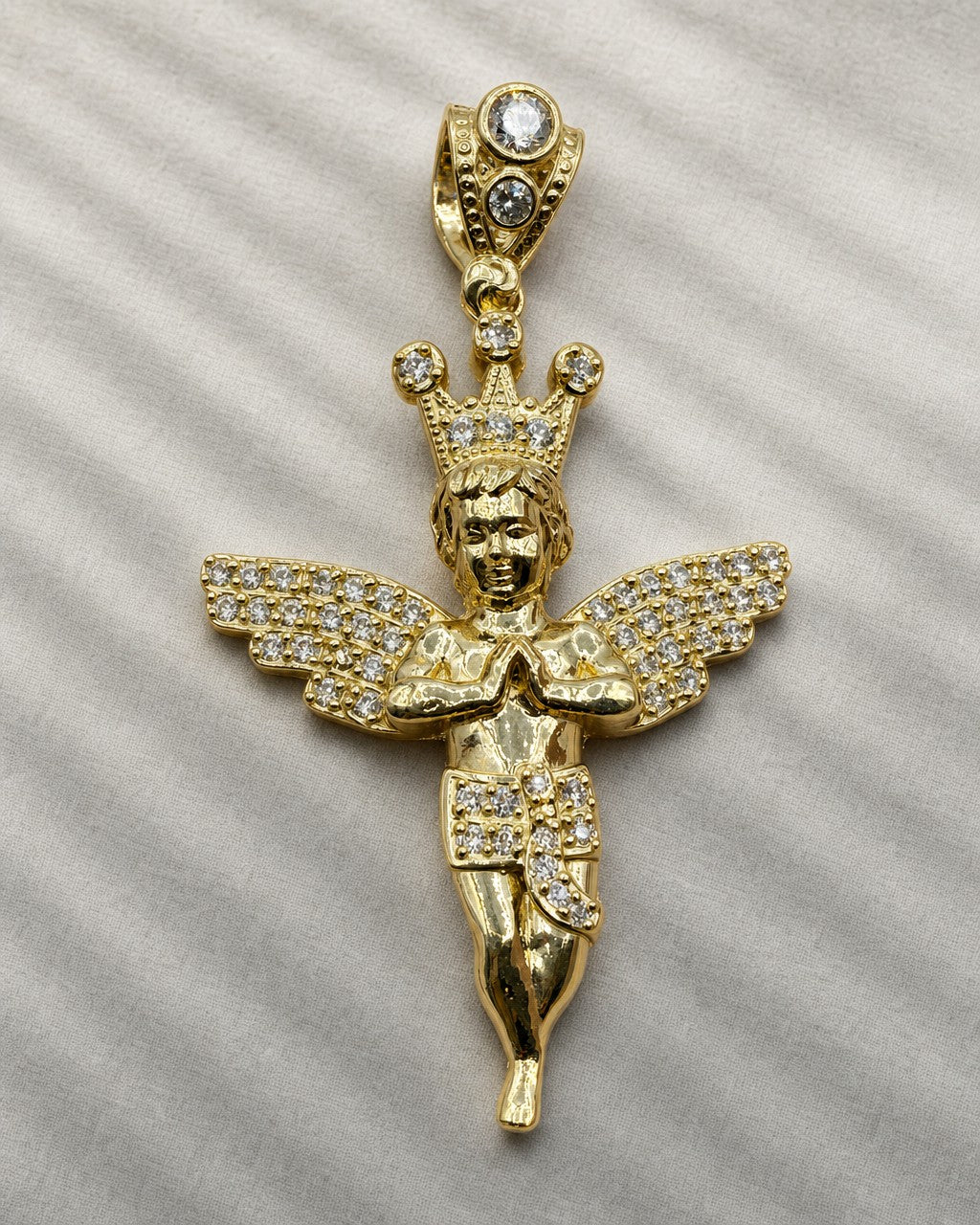 14K Baby Angel With Crown Pendant styled photo