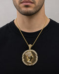 Male model wearing 14K Queen Nefertiti Pendant