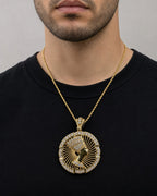 Male model wearing 14K Queen Nefertiti Pendant