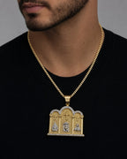 Male model wearing 14K Cathedral Pendant