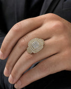 Male model wearing 10K Square Elegant Diamond Ring