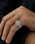 Male model wearing 10K Divine Flower Diamond Ring