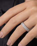 Female model wearing 10K Icy Diamond Wedding Band