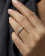 Female model wearing 10K Tiger Diamond Wedding Band