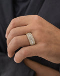 Male model wearing 10K Yellow Gold Diamond Baguette Band