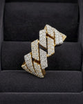 10K Two-Tone Cuban Link Diamond Ring styled photo