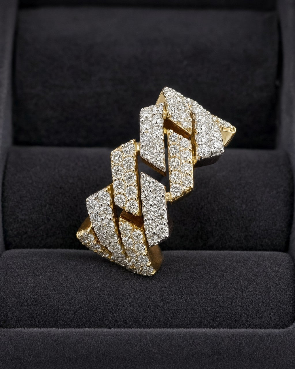 10K Two-Tone Cuban Link Diamond Ring styled photo