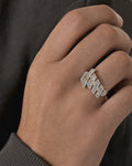 Male model wearing 10K Razer Sharp Cuban Link Diamond Baguette Ring
