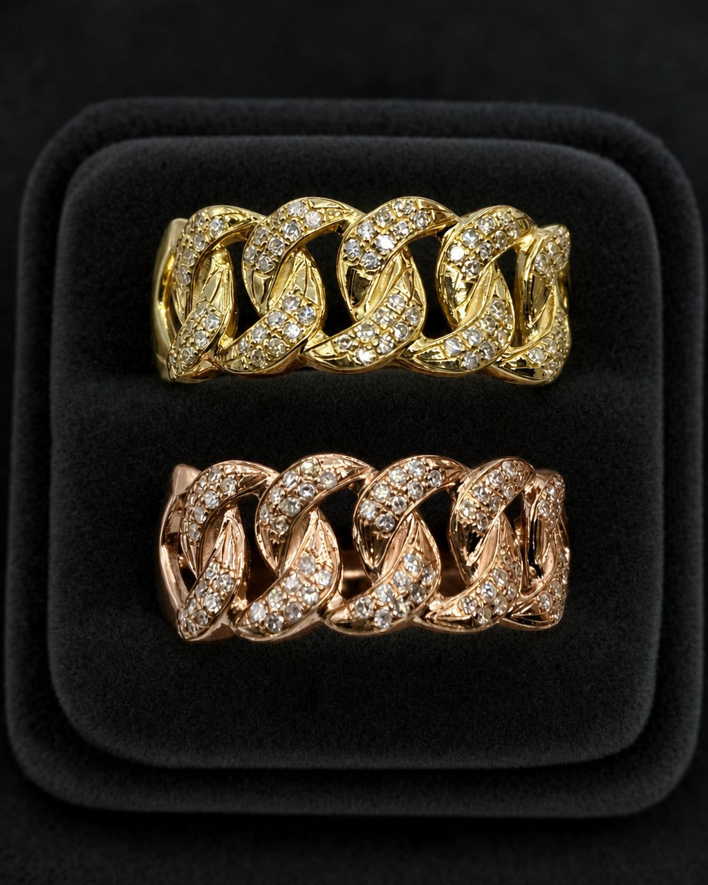 10K Cuban Link Diamond Ring (9mm) styled photo