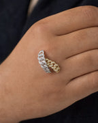 Male model wearing 10K Cuban Link Diamond Ring (7mm)