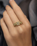 Female model wearing 10K Aurora Diamond Hearts Engagement Ring