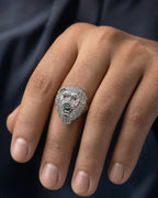 Male model wearing 10K Jeweled Lion Diamond Ring