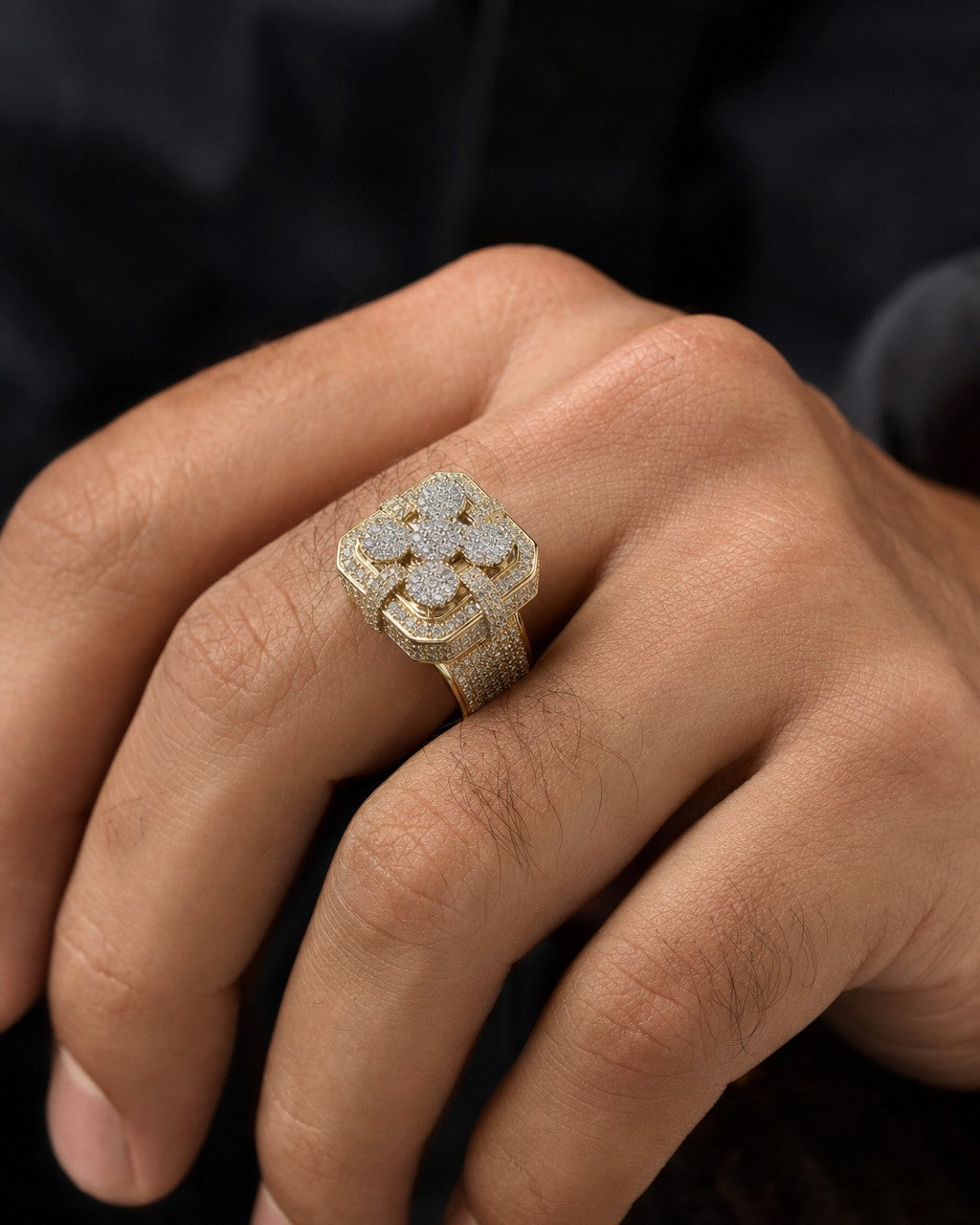 Male model wearing 10K Jumbo Royal Diamond Ring