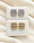14K Square Double-Row Diamond Baguette Earrings styled photo