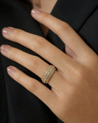 Female model wearing 14K Eternity 3-Tier Diamond Ring