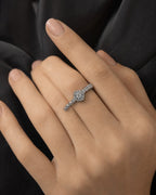 Female model wearing 14K Princess Diamond Engagement Ring
