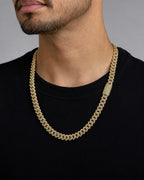 Male model wearing 10K 10MM Cuban Link Diamond Chain 18-22"