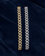 10K 6.5MM Cuban Link Diamond Baguette Bracelet 7-8" styled photo