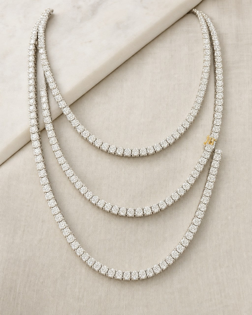 10K Shine Diamond Tennis Chains 16-20" styled photo