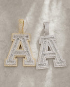 10K Varsity Initial Letter Diamond Baguette Pendants Full Collection styled photo