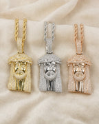 10K/14K Jesus Head Diamond Pendant styled photo