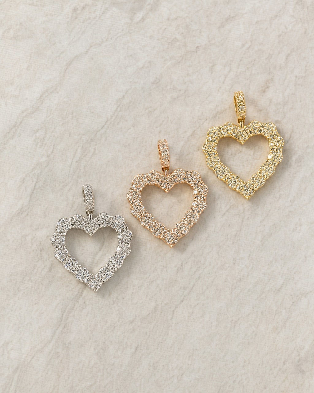 10K/14K Open Heart Diamond Pendant styled photo