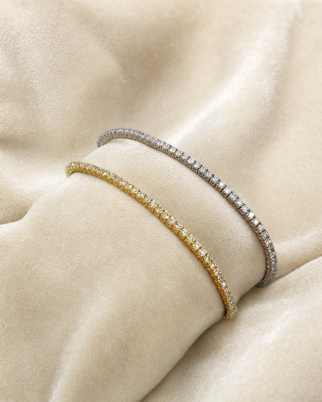 14K 2MM Diamond Tennis Bracelet 6.5-7" styled photo