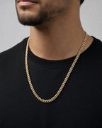 Male model wearing 14K 4MM Cuban Link Diamond Chain 16-22"
