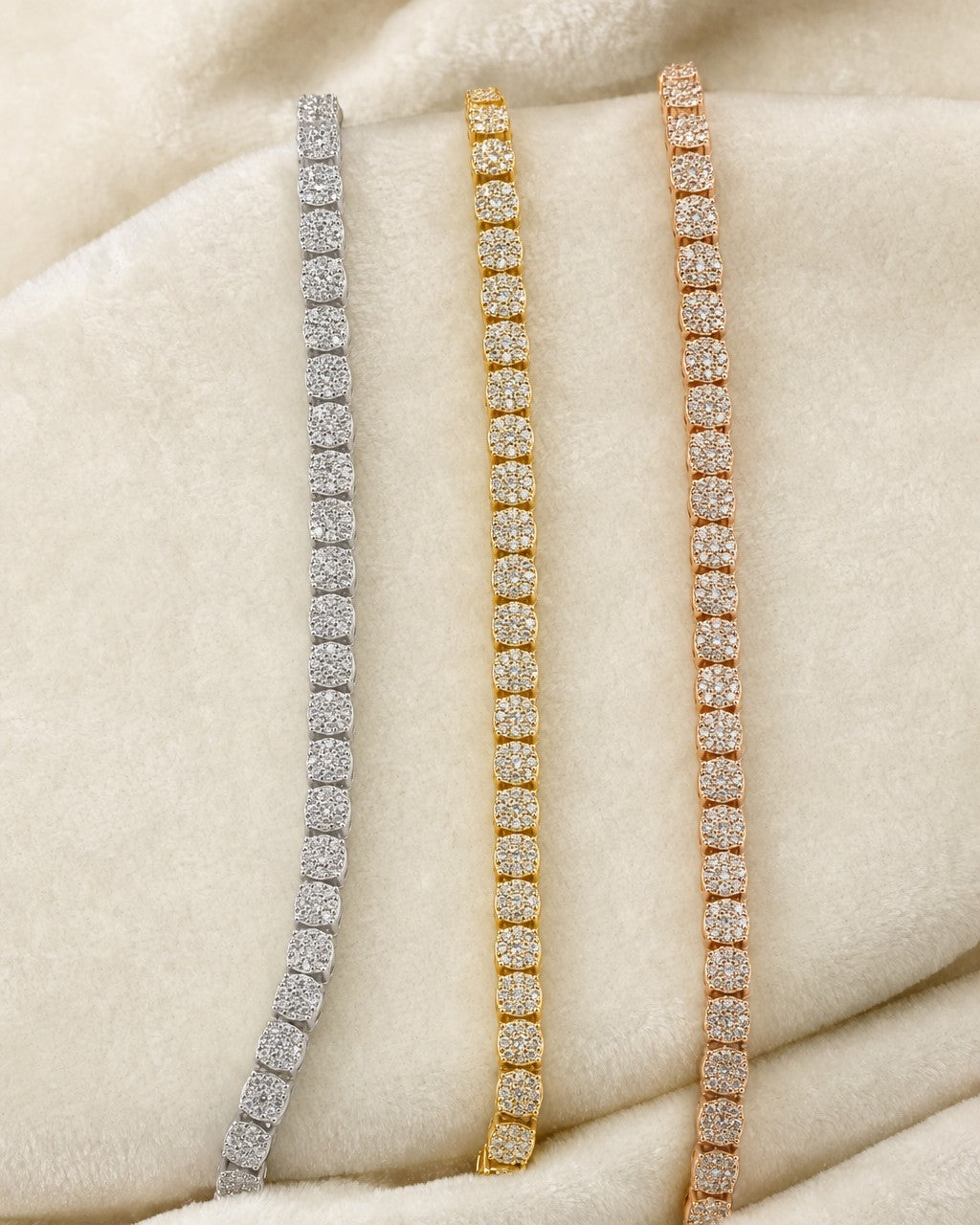 14K 4MM Tennis Bracelet 6.5-8.5" styled photo